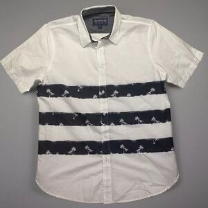 American Rag Hawaiian Shirt Mens Medium M Palm Tree Denim Print Button Down